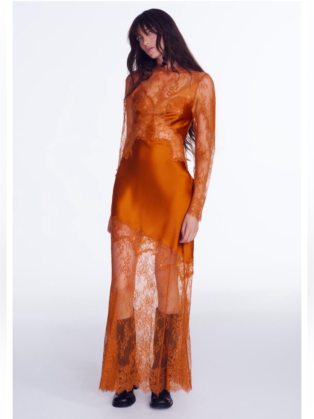 ZARA ZW COLLECTION LACE SATIN DRESS - Picture 2 of 5